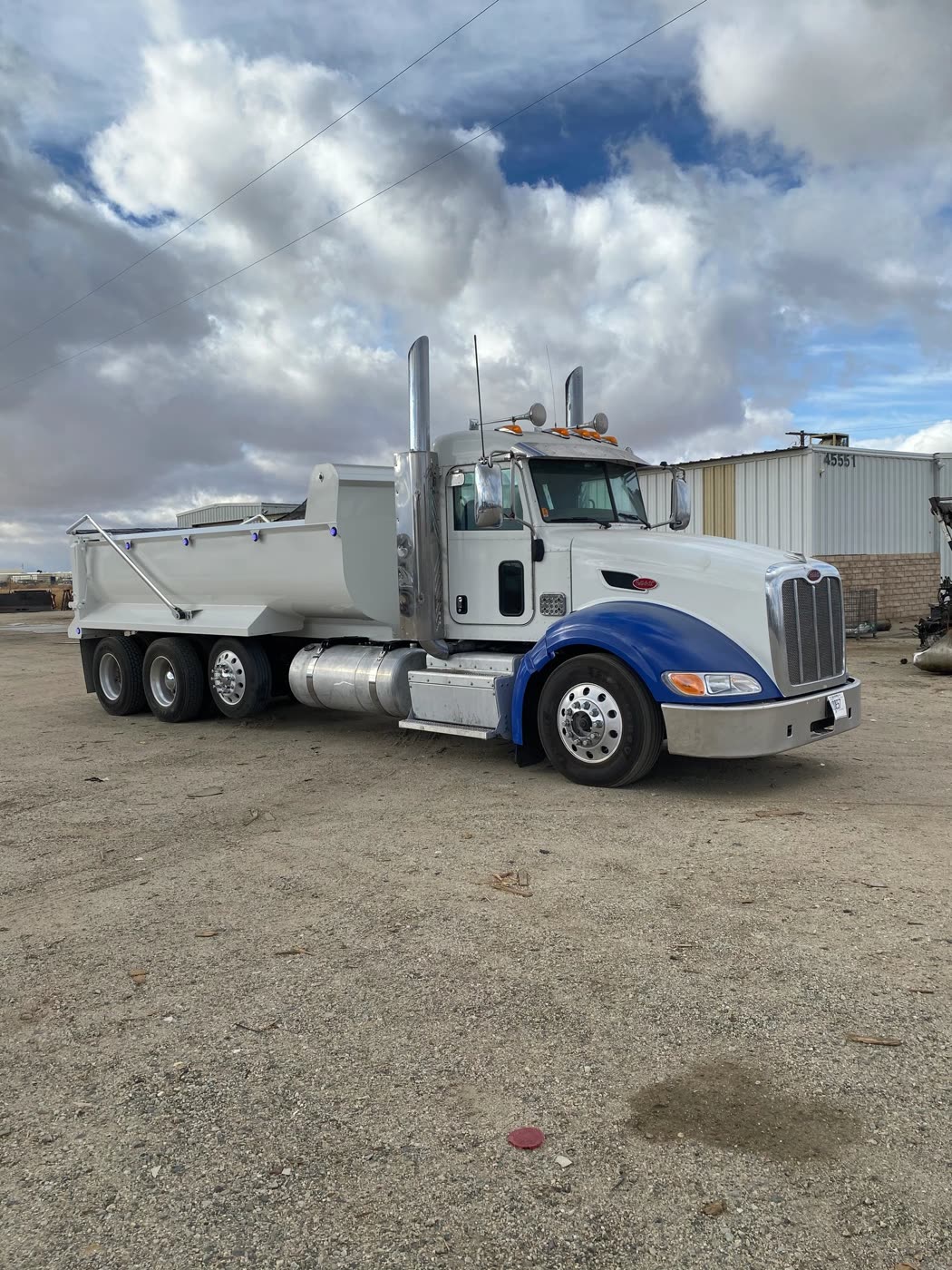 A finished dump body outside the DM Welding shop on Division Street, Lancaster