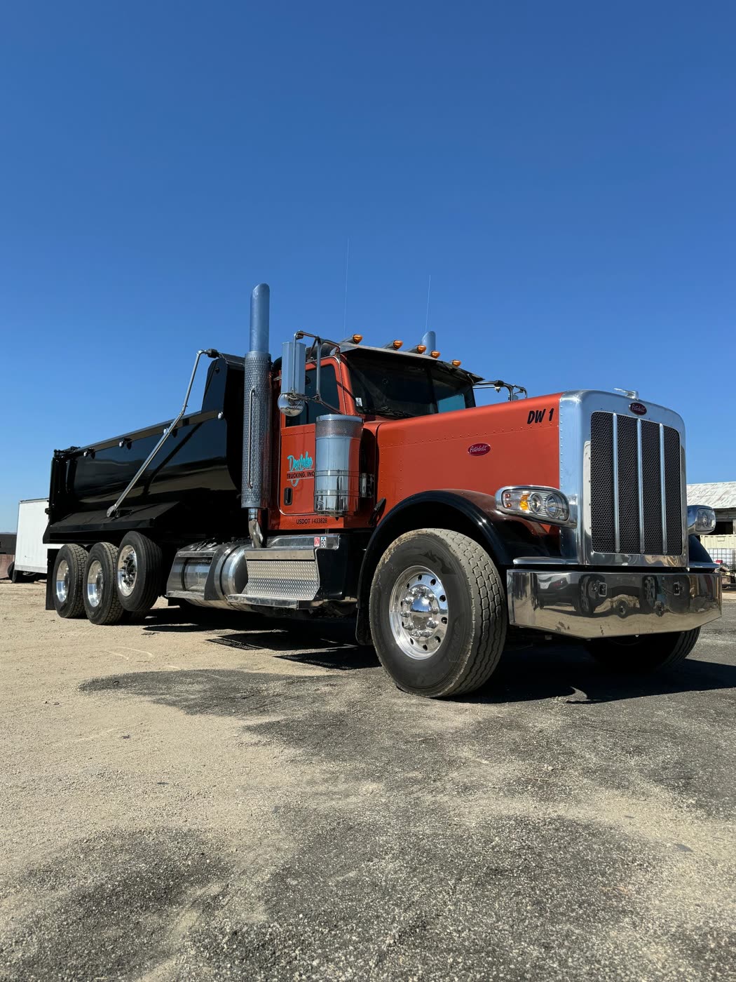 Super 10 dump body built by DM Welding on a Peterbilt chassis